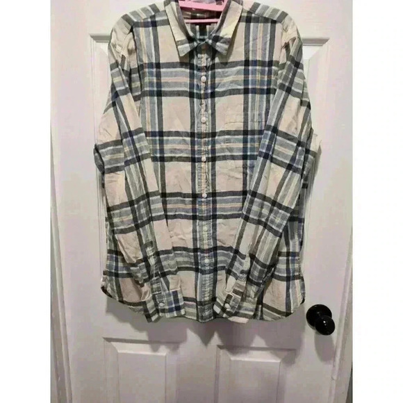 J. Crew Shirt Mens Casual Button Down in Ivory Plaid Size Large 100% Cotton Soft - Picture 8 of 9